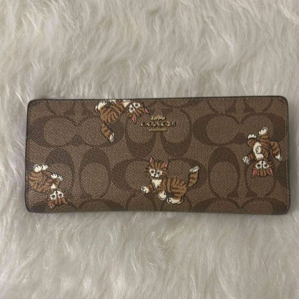 Coach Brown Cat Print Wallet